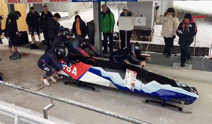 File photo. Sam Michener of Gresham, Oregon, head up in back, is the last hope for the Northwest to bring home a medal from PyeongChang. CREDIT: SAM MICHENER