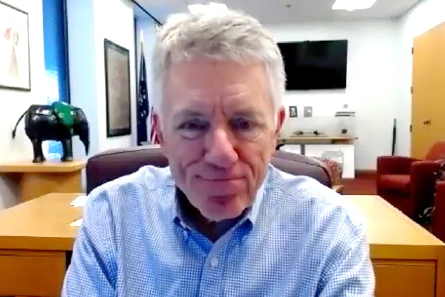 Columbus Mayor Jim Lienhoop on a Zoom interview Tuesday.