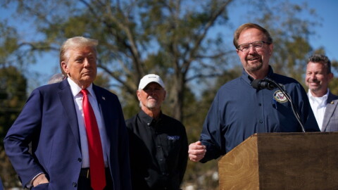 Former President Trump spoke in Swannanoa alongside Rep. Chuck Edwards on the campaign trail in October.
