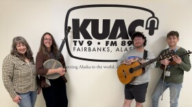 Lori Neufeld, Alaska Live host; Jessica Watson, clawhammer banjo/guitar/vocals; Duck Ryan, guitar/vocals; Cody Bauer, fiddle