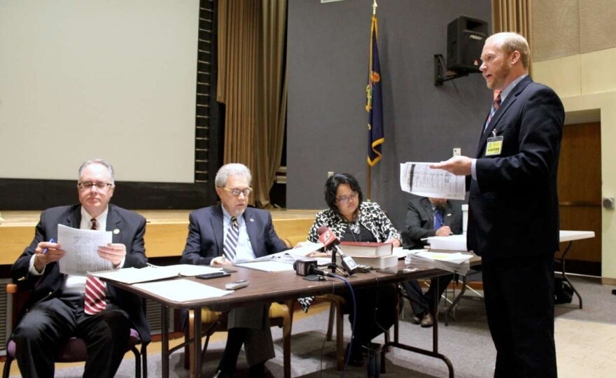 Democrat state Senate staff member Will Lawrence speaking before the Objections Board.