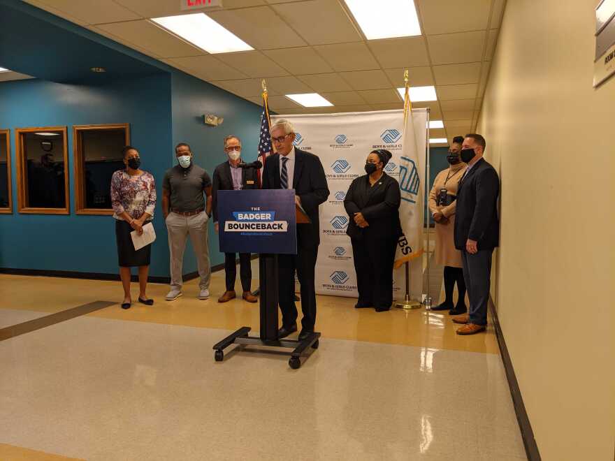 Gov. Tony Evers speaks at the Boys and Girls Club of Greater Milwaukee.