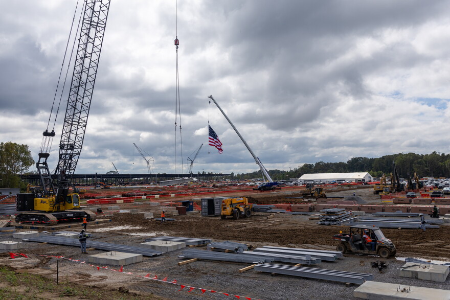 The construction site of Hut 8’s River Bend data center in West Feliciana Parish, Louisiana, on Monday, October 5, 2026.