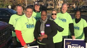 Alex Triantafilou, second from left, with newly elected Springfield Township trustee Kristie Dukes Davis, and supporters.