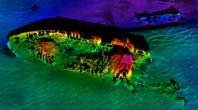 Imaging of the USS Monitor shipwreck site in North Carolina created through sonar data.