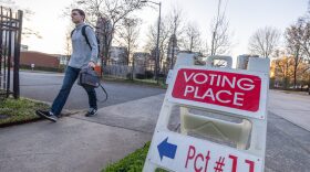 A voter arrives on Super Tuesday at Mt. Moriah Primitive Baptist Church, Precinct 11 Mecklenburg County in Charlotte, North Carolina.