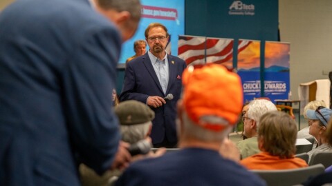 Chuck Edwards speaks at event