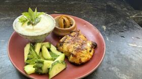 Yogurt and Indian spiced marinated chicken. (Kathy Gunst/Here & Now)