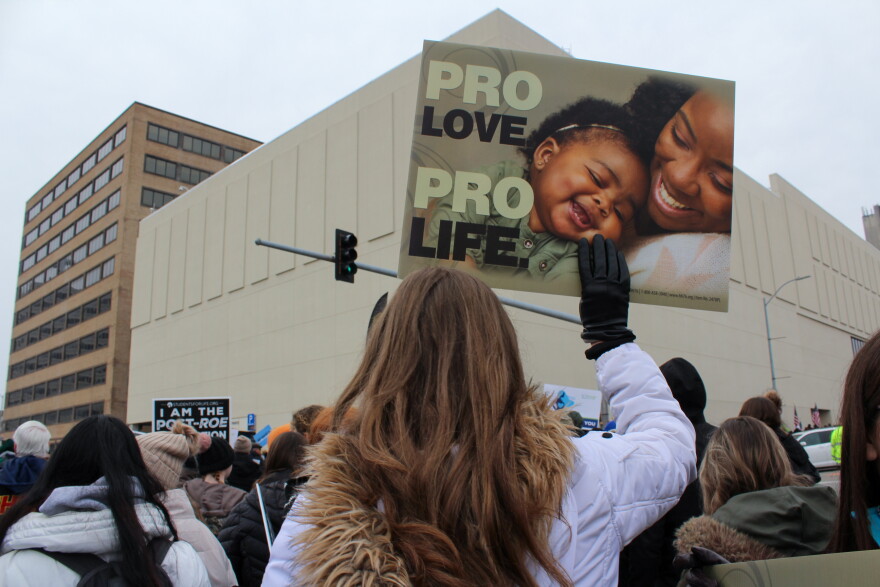  Anti-abortion protestors rallied outside the Kansas State Capitol in Topeka on Tuesday for the annual March for Life.