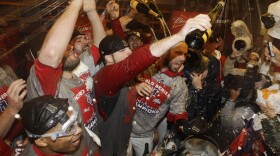 <p>Celebration: The St. Louis Cardinals spray Champagne after Game 7 of baseball's World Series against the Texas Rangers in St. Louis.</p>