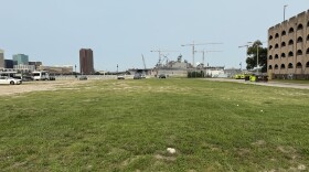 The vacant lot is used for additional parking.