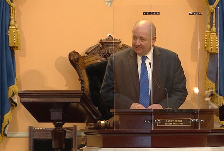  Bob Paduchik presides over the Ohio Electoral College on Dec. 14, 2020 in the Ohio Senate chambers. 