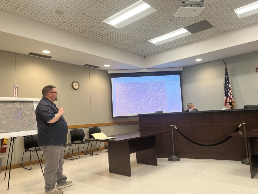 Martin Schmidt presents plans at a Glenville Planning and Zoning Commission Meeting