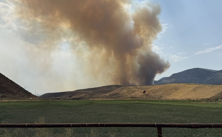 A photo of the Rocky Canyon Fire taken in Summit County, Utah, on Aug. 10, 2026.
