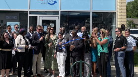 The ribbon cutting at the Marksbury Family WayPoint Center at the Historic Palmer Pharmacy
