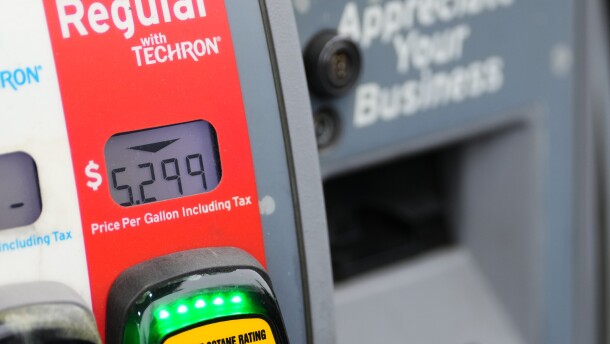 Gasoline is priced at $5.29 at a Chevron gas station in Bellevue, Wash., Friday, March 13, 2026. (AP Photo/Lindsey Wasson)