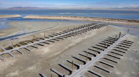 The boat marina on Antelope Island.