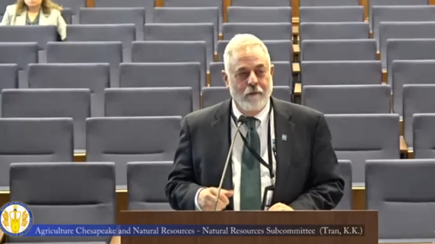 Virginia Department of Environmental Quality Director Mike Rolband speaks in favor of Virginia rejoining the Regional Greenhouse Gas Initiative.