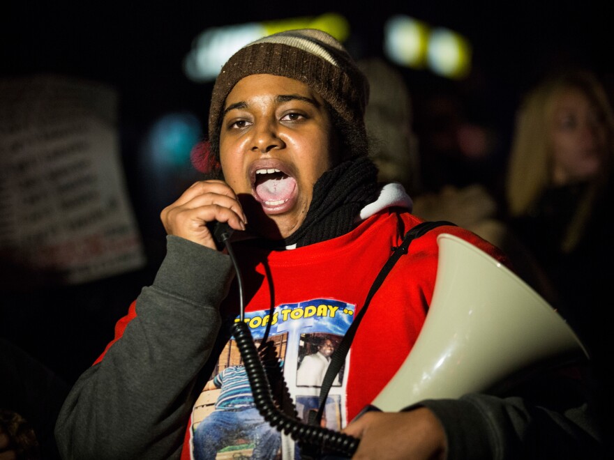 In 2014, Erica Garner led a protest march in New York City after a grand jury decided not to indict a police officer involved in the death of her father, Eric Garner.