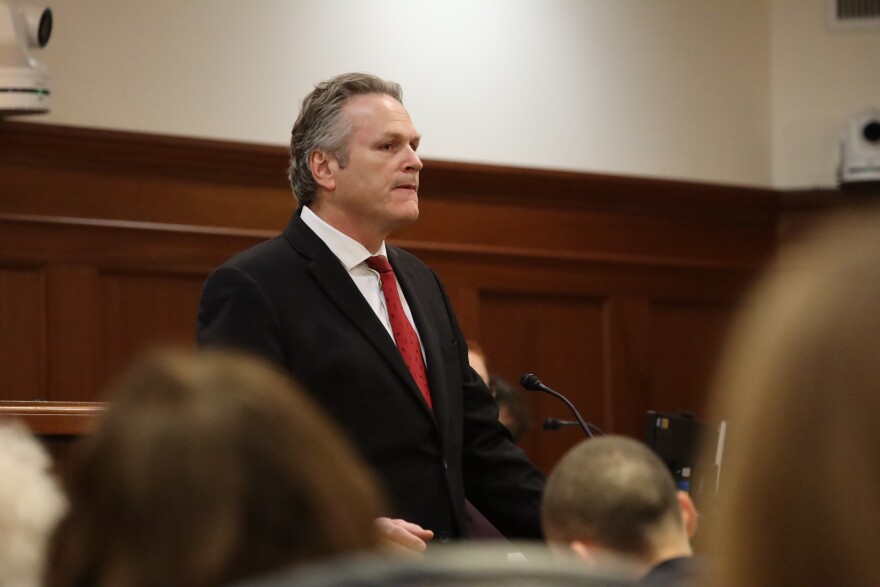 Gov. Mike Dunleavy, R-Alaska, delivers his annual State of the State address to a joint session of the Alaska Legislature on Jan. 30, 2024. (Clarise Larson/KTOO)