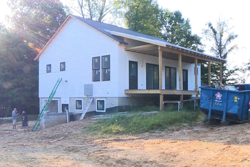Construction progress on the common house in the central area of the Bloomington Cohousing Community. Sept. 9, 2019.