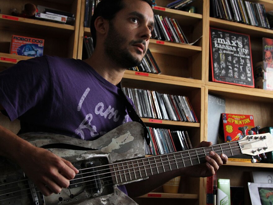 Aron Sanchez of Buke and Gass plays the "gass" at the Tiny Desk.