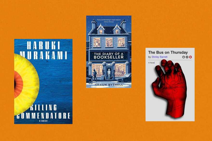Killing Commendtore, The Diary of a Bookseller, The Bus on Thursday book covers.