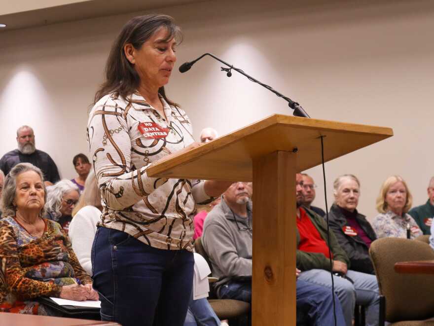 Hood County resident Caroline Reeves asked the Commissioner's Court to slow down development of large data centers they say negatively impacts their communities.