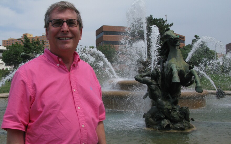 The J.C. Nichols Memorial Fountain — a familiar landmark in Kansas City, Mo. — is a popular meeting place for Goldman's characters. The author's family has lived in Kansas City, Mo., for four generations.