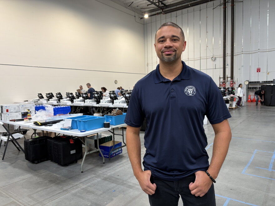Deputy Registrar of Voters Reggie Greer Jr. stands in a renovated warehouse being used to store Washoe County’s election operations on Oct 5, 2026.