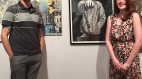 Webster Thomas art teacher Todd Stahl with student Kasey Bartusek