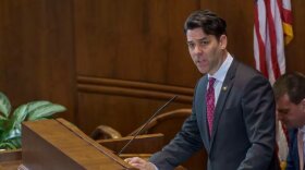 Rob Wagner standing at the Senate dais.