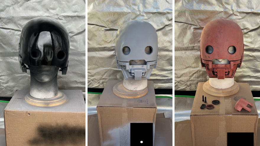 stages of cosplay helmet build 