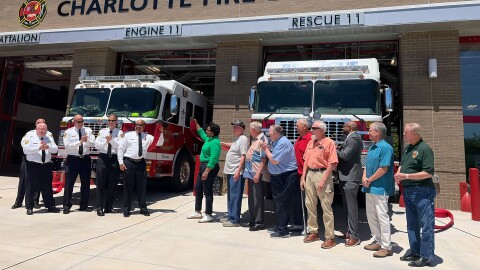 Charlotte firefighters celebrate the reopening of Firehouse 11.