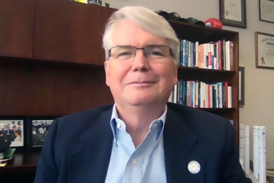 Bloomington Mayor John Hamilton during Tuesday's Zoom call.