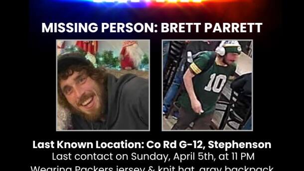 Poster of missing man Brett Parrett