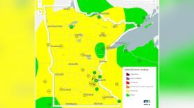 A map by the Minnesota Pollution Control Agency shows air quality conditions across Minnesota on Thursday, July 11, 2024.