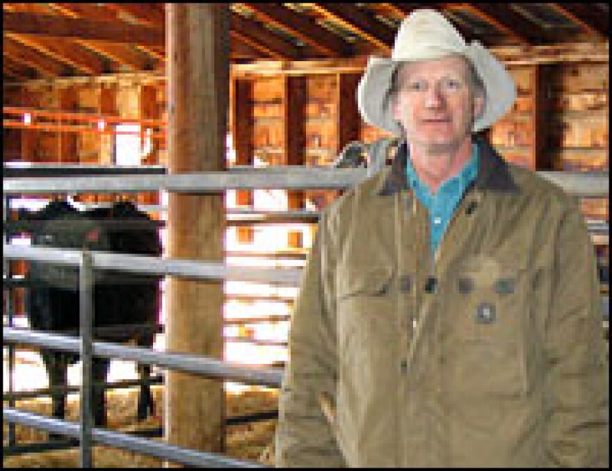 Bill Donald, president of the Montana Stockgrowers Association, in his calving barn in Melville, Mont. He says Canadian beef is safe and that a continued ban on Canadian cattle imports is unfair to Canadians and U.S. consumers.  