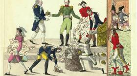 The cover image of the conference program is a French anonymous caricature - "La Restitution" - published in 1814.