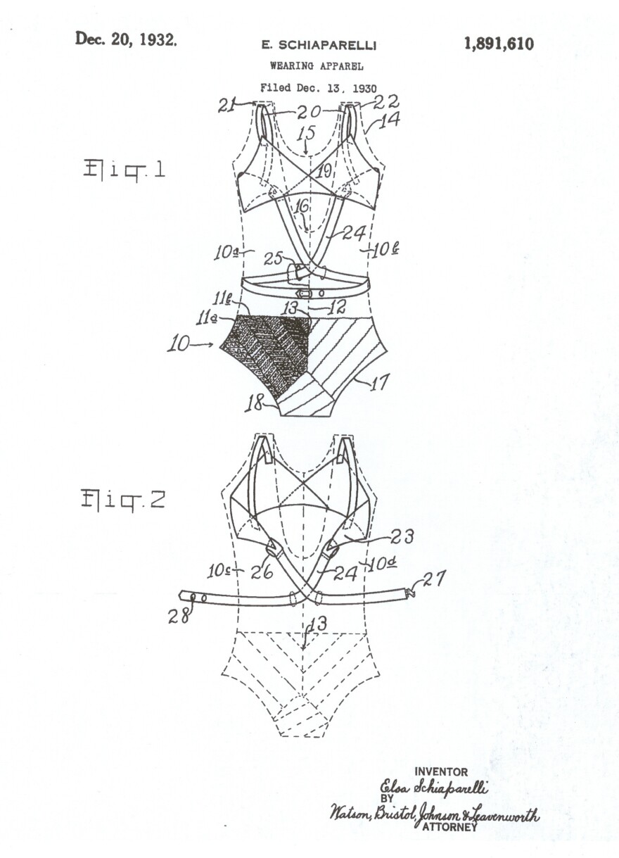 Schiaparelli invented a built-in bra to be used in bathing suits.