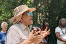 Tallahassee historian Dr. Larry Rivers speaks to the visitors at the Betton Hills cemetery.