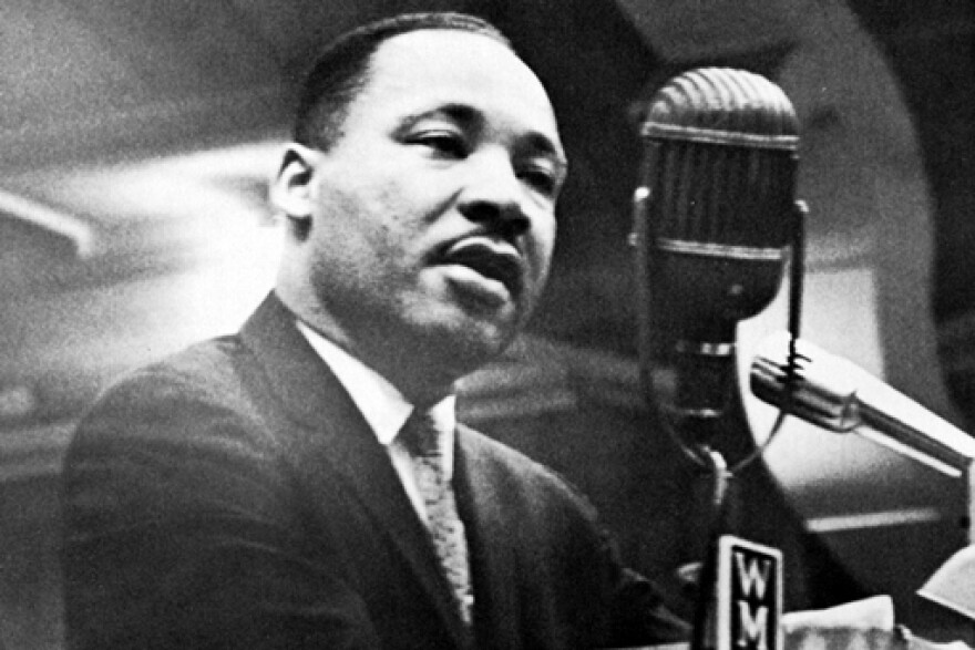 File photo of Martin Luther King, Jr. speaking at Western Michigan University in 1963. Photo from Western Michigan University