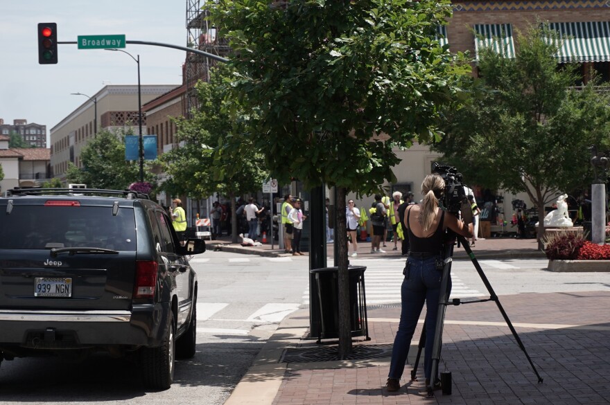 'Ted Lasso' is filming in Kansas City this week, including on the Country Club Plaza, where this member of the crew was working on set.