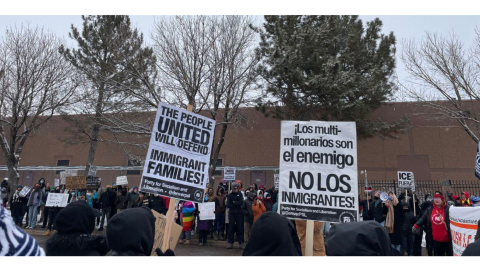 Portillo is being held at the ICE detention facility in Aurora, pictured here during a protest.