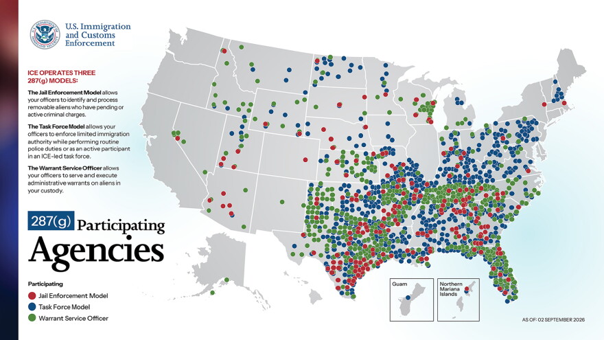 Map of all agencies participating in the 287(g) program