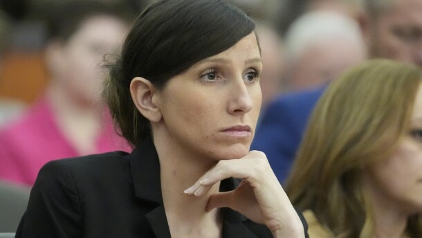 Kouri Richins, a Utah mother of three who wrote a children's book about coping with grief after her husband's death and was later accused of fatally poisoning him, looks on during a hearing Monday, Aug. 26, 2024, in Park City, Utah. (AP Photo/Rick Bowmer, Pool)