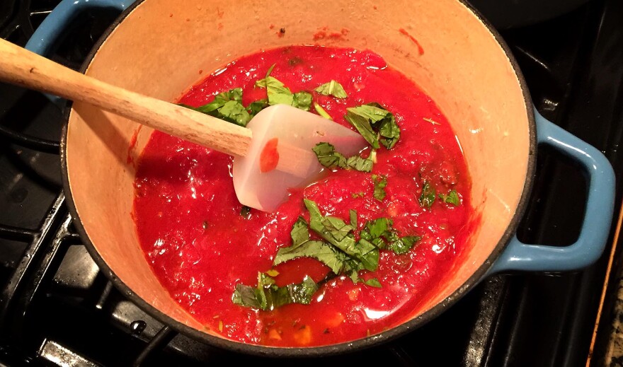 Kathy's puttanesca sauce. (Kathy Gunst for Here & Now)