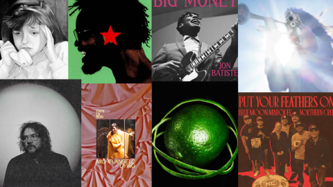 A collage image featuring eight different album covers all with different art.