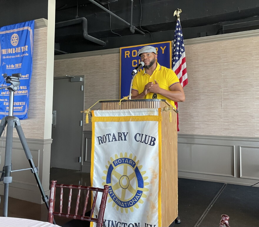 One Lexington Director Devine Carama Speaking to the Lexington Rotary Club