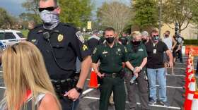 Law enforcement officers got vaccinated at the Valencia College - West Campus FEMA site during a "dress rehearsal." Photo: Orange County Sheriff's Office via Facebook